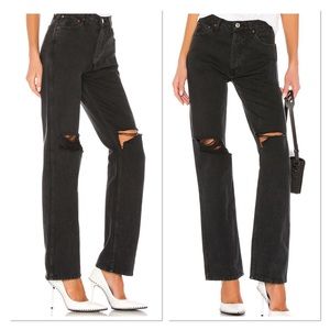 RE/DONE Originals High Rise Loose in Washed Black With Rips